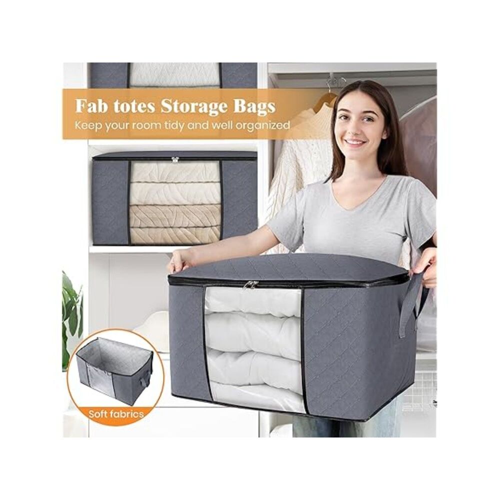 FabTotes Storage Bags,Clothes Blanket Storage Bins Foldable Closet Organiz